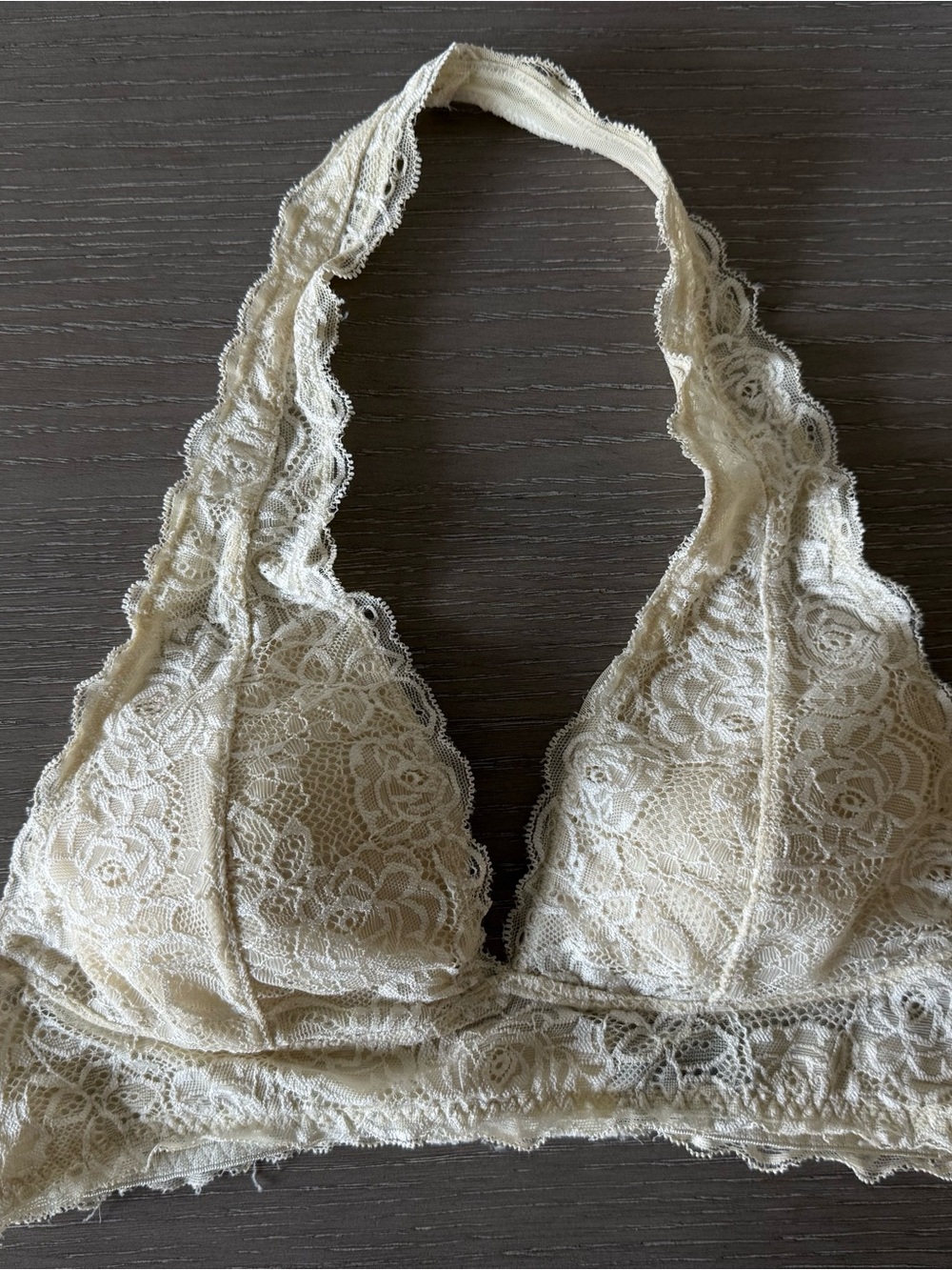 free press Cream Lace Halter Bralette